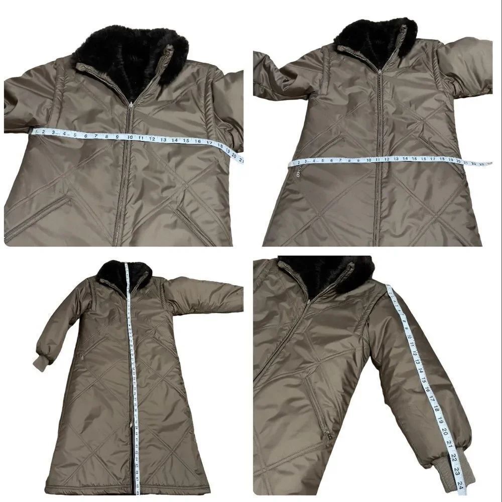 Bogner Reversible Faux Fur Quilted Trench Coat Sz 6 - Picture 13 of 15